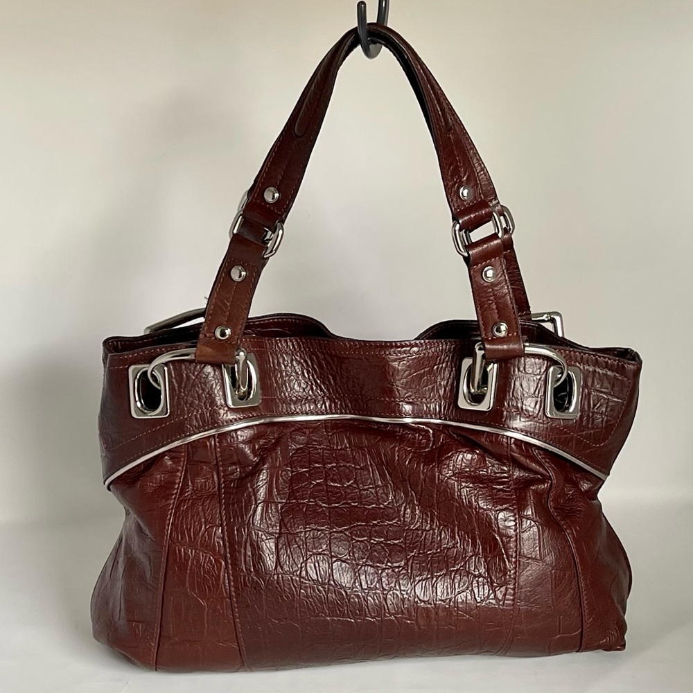 B. MAKOWSKY Croc Embossed Leather Handbag